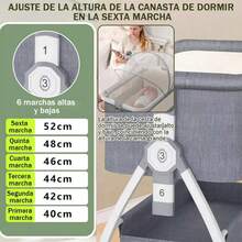 Cuna Ajustable En Altura Con Mosquitero Y Colchón - Gris - Ver 5