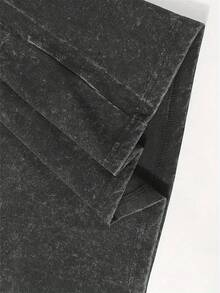 Men's Washed T-Shirt - Anime Y2K Print, INS American Retro Style, Unique,  And Loose Fit Dark Warrior With Red Circle Graphic T Shirts Graphic Tees T Shirt Men - 黑色 - 查看 4