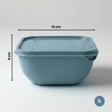 Set Of 12 Square Plastic Containers In Various Colors – Kitchen Organizer With Lids (5*500 Ml, 5*1 L, 2*1.8 L) - Teal Blue - View 4