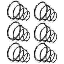 24pcs/Set 9 Minimalist 20G Nose Rings, Nose Studs, Lip Rings, Earrings, 316 Stainless Steel Hypoallergenic Vacuum Plated Y2K Style, Multi-Color - Black - View 6