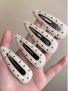 4/2pcs Fashionable Minimalist Elegant Versatile Black & White Polka Dot Hair Clips, Suitable For Women's Daily Wear, Gifts, Claw Clips, Hair Clips, Hair Slides, Hair Accessories, School Supplies - Multicolor - View 8