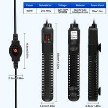 Aquarium Heater, 500W Fish Tank Heater With External Temperature Controller, Submersible Fish Tank Heaters With LED Digital Display, Overheat Protection & Auto-Off, For Fishtank Up To 250L - UK Plug(220-240V) - View 6