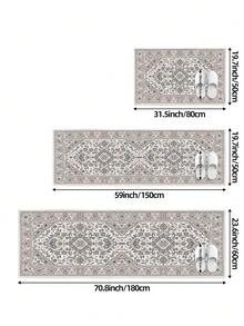 DAJIANG 1 Stück Boho Vintage Stil Läufer Teppich, luxuriöses Retro Blumenmuster Läufer Teppich für Küche, geeignet für Badezimmer, Küche, Außen, Innen, Flur, Schlafzimmer, Wohnzimmer, maschinenwaschbarer Küchenteppich - Verschiedenfarbig - Übersicht 2