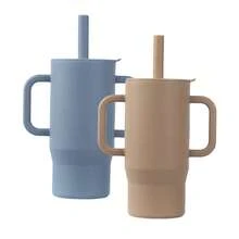 1个婴儿硅胶水杯，便携式饮水杯，专为幼儿学习设计，带手柄，防漏防呛，适合婴儿使用，多种颜色可选，容量180毫升/0.5盎司