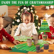 48 Pack Christmas Tree Paper Pot Craft Kits Make Your Own Christmas Tree Craft With Sticker DIY Xmas Decoration For Holiday Fun Art Activities - Green - View 5