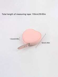 1件装PU皮革心形伸缩卷尺，适用于腰围/胸围，59.06英寸多功能迷你尺，心形迷你卷尺1.5米腰胸皮革尺，便携式家用测量工具 - 彩色 - 查看 7