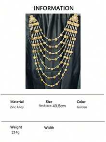 1件装奢华女士金币及仿珍珠多层镀金身体链，比基尼链，适合新娘、婚礼、派对、节日、假日礼物，绿色配饰 - 金色 - 查看 6