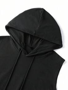 GRDR Men's Solid Color Drawstring Hooded Casual Versatile Vest - Black - View 11