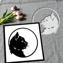 创意猫咪模具，DIY剪贴簿相册和压花模板，贺卡制作工具，卡片纸切割工艺品，礼品卡制作模板模切。 - 銀色 - 查看 3