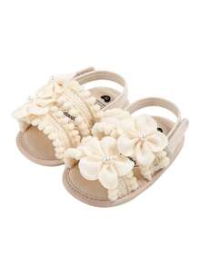 婴儿凉鞋 男婴女婴夏季连衣裙平底鞋沙滩凉鞋 新生儿学步鞋 学步鞋 - 杏色 - 查看 5