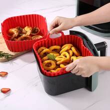 1/2片装空气炸锅硅胶烘焙垫，家用耐高温硅胶蒸笼垫，烘焙蛋糕模具，易于清洁，解决油腻问题 - 彩色 - 查看 5