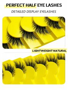 Asiteo 7对柔软蓬松猫眼假睫毛，3D自然短款半截假睫毛，延长睫毛尾端，打造自然妆效，适合日常妆容，可重复使用，是女性日常约会、派对的理想之选，也是一份贴心的睫毛礼物。 - 半眼睫毛 - 查看 4