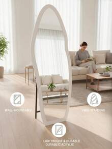 Espejo de Body entero vintage francés, montado en la pared o de pie, ligero y lujoso para el dormitorio, la residencia estudiantil, diseño compacto - Multicolor - Ver 4