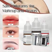 6支/套 - 5毫升（0.169盎司）永久化妆颜料套装 - 低过敏性纹身墨水，适用于眉毛、嘴唇和眼线 - 半永久化妆纹身用品 - 彩色 - 查看 6