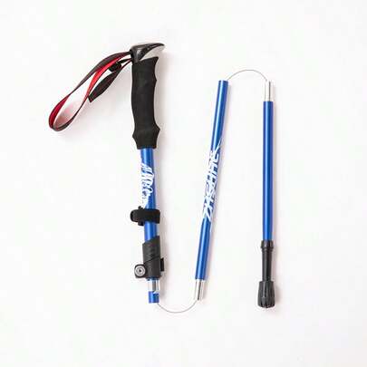 Foldable Hiking Stick, Lightweight Walking Cane, Portable Adjustable Aluminum Alloy Anti-Slip Trekking Pole, Unisex