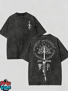 LOTR LOTR Middle Earth Shirt, JRR Tolkien Hoodie,  Merch, LOTR Sweatshirt, Menswear Top Apparel Men Gifts Vintage Distressed - màu đen - Xem 1