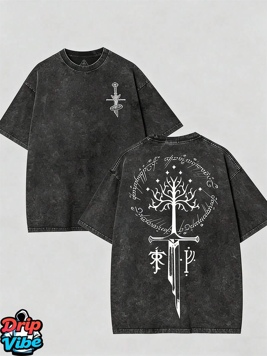 LOTR LOTR Middle Earth Shirt, JRR Tolkien Hoodie,  Merch, LOTR Sweatshirt, Menswear Top Apparel Men Gifts Vintage Distressed - màu đen - Xem 1