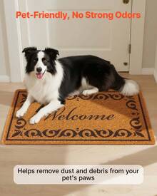 Durable Door Mat, Welcome Doormat For Outdoor Entrance, 29.5" X 17" All-Weather Faux Coir Entryway Mat With Non-Slip Backing, Low-Profile & Easy-To-Clean Front Door Mats For Garage, Backyard, Retroism Patio, Pet Friendly Mats, Odorless - Default - 查看 3