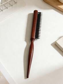 1pc Women's Boar Bristle Hair Brush, Narrow Teeth Fluffy Scalp Detangling Comb, 3-Row Densely Spaced Fine Teeth Curling Styling Massage Brush, Versatile For Daily Commute, Curly Hair Styling Tool - Multicolor - View 5