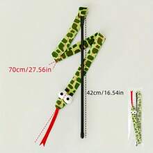 44英寸超长逗猫棒 - 沙沙纸条 - 绿色羽毛毛毛虫 - 互动猫玩具 - 趣味宠物玩具 - 四季皆宜 - 彩色 - 查看 2