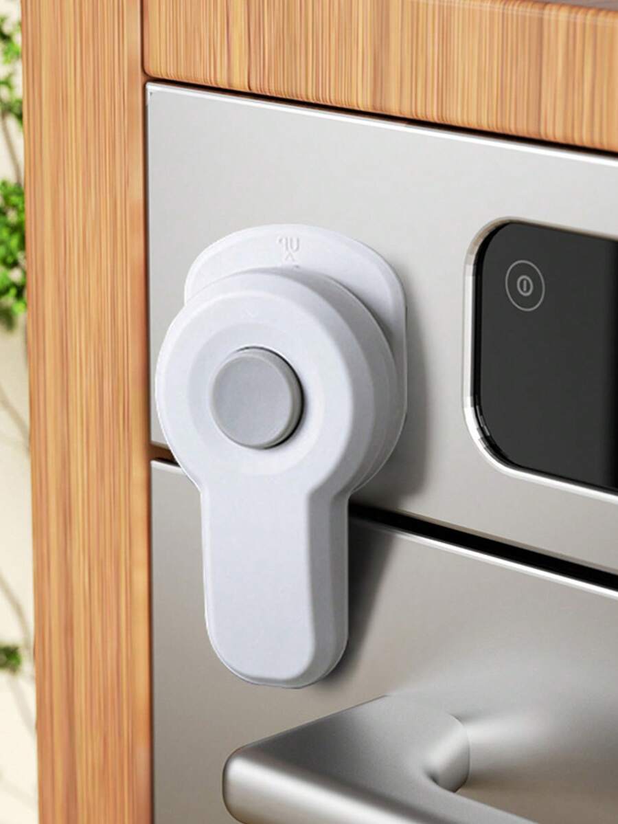 1/2个耐热免钻孔/螺丝儿童安全锁，适用于烤箱、炉灶和微波炉的粘性安全锁 - 塑料门 - 彩色 - 查看 1