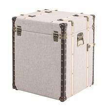 COZAYH Vintage Storage Chest With Buckle Hinged Top, Linen Accent End Side Table For Living Room, Office, Bedroom, Rectangle - Light Grey - View 10