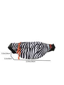 Fashionable & Versatile Women's Chest Bag, Featuring Cow, Leopard, Zebra Prints In Nylon Fabric, Suitable For Couples, Shoulder Bag, Crossbody Bag, Waist Bag, Sports, Commuting, Daily Use - Black and White - View 9