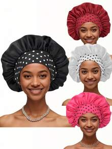 [Sleep Cap Bonnet,Small Dot Print Design] Long Satin Sleep Bonnet For Hair Care, Women Hair Bonnets Smooth Braids Sleeping Caps Night Cap For Curly Hair. Hair Sleep Cap - Bonnet - Multicolor - View 10