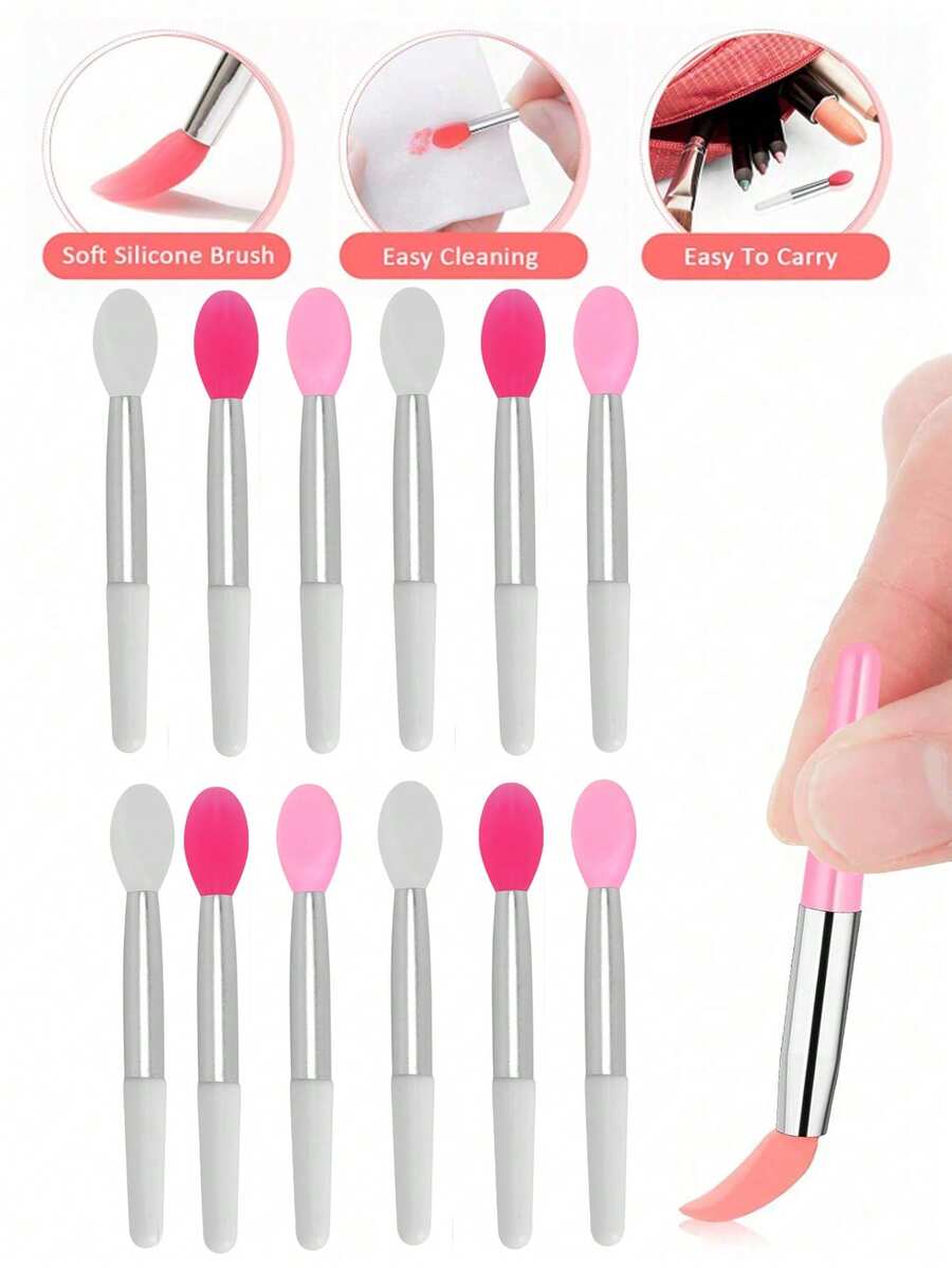 6件套硅胶唇刷和眉刷套装。采用硅胶刷头，适用于唇膏、面膜和精油。专为女性设计，易于清洁；包含一个方便携带的硅胶刮勺和一个迷你唇膜刷，适用于唇膏和润唇膏；还包含一个可重复使用的硅胶唇部去角质工具。 - 彩色 - 查看 1