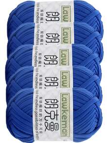 Lawkeman 5 peças/500g Fio de Camiseta - Fio de Poliéster de Alta Qualidade, 30m/peça - Fio de Tecido Macio, Adequado para Crochê, Fio de Tricô Multicolorido - Ideal para Cestas, Bolsas, Mantas, Chapéus, Brinquedos, Lenços DIY - Multicolorido - Visão 50