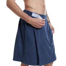 1pc Adjustable Hook And Loop Closure Navy Blue Hooded Bath Towel With Pocket - Navy Blue - View 2