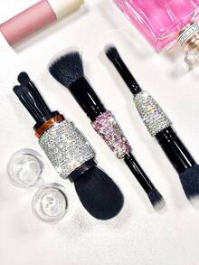 1pc High-Quality Rhinestone Makeup Brush, Versatile For Powder, Blush, Eye Shadow, Ideal Travel Cosmetic Gift - Multicolor - View 5