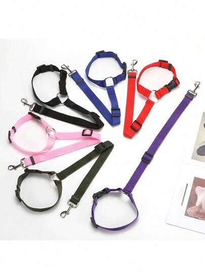 1pc Pet Car Safety Leash, Round Ring Dog Car Safety Harness, Backseat Tether Leash