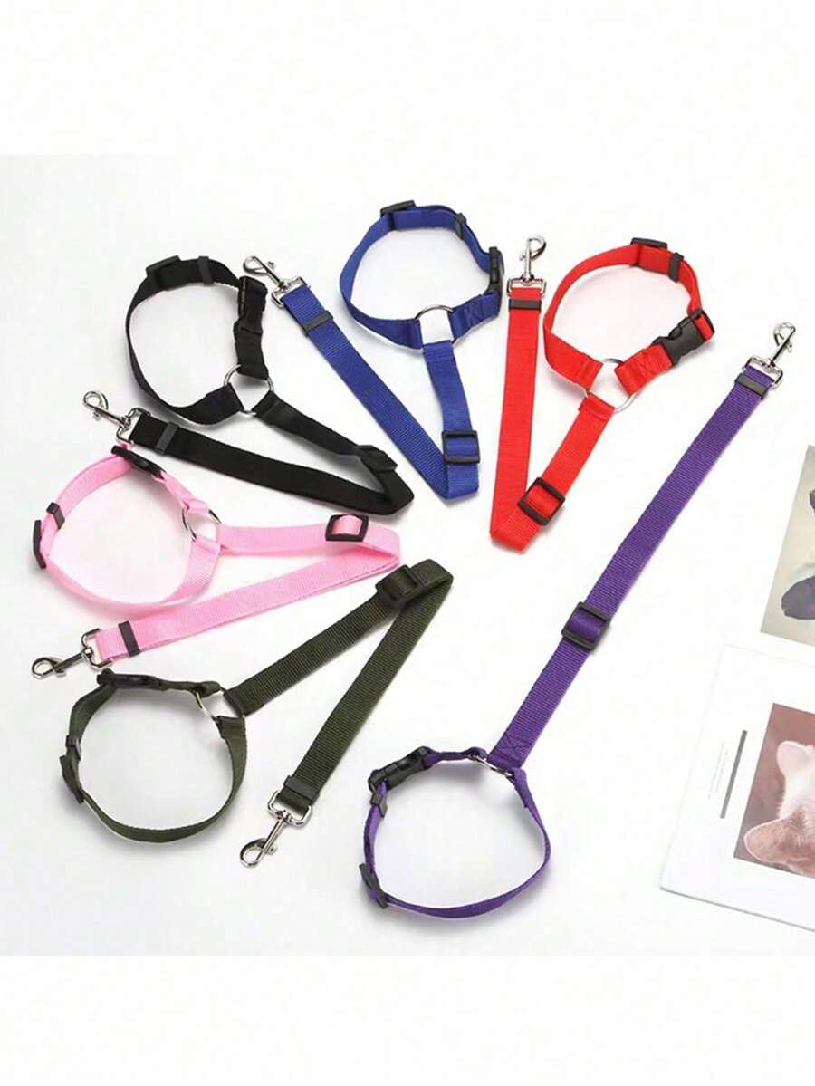 1pc Pet Car Safety Leash, Round Ring Dog Car Safety Harness, Backseat Tether Leash - Multicolor - View 1