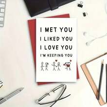 1 Pc I Like You Love You Keep You Greeting Card With Anniversary Celebrating Love Design For Family Friends Couples Colleagues Perfect For Birthday Christmas Thanksgiving Wedding Parties Any Occasions Use As Christmas Card Birthday Card Invitation Card Thank You Card Gift Card With Matching Envelope - Multicolor - View 3