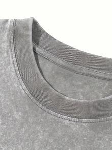 EWH Men's Y2K Vintage Washed Gray T-Shirt - 100% Cotton Soft & Breathable, Minimalist "LOVE JOY" Front Logo With Handwritten "Thankful & Bless Ed" Back Print, Casual Retro Streetwear Gift 004-AB - 灰色 - 查看 5