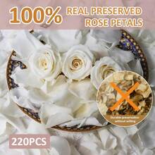 Dried Real White Rose Petals, 2.1oz Freeze Preserved Flower Petals For Valentine's Day Gifts Wedding Party Decor, Flower Girl, Dinner Table Centerpieces, Bridal Shower, Flower Confetti - White - View 3