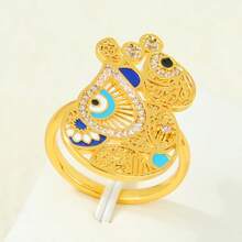 Bague de style luxueux de Dubaï plaquée or 21 carats, élégante bague de mariage islamique saoudienne, bijoux de fête d'Oman pour femmes - Bagues de mode - Voir 46