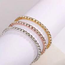 1pc Rhinestone Starry Sky Bracelet, Elastic Bangle, Fashionable & Elegant, Suitable For Wedding Rings - Multicolor - View 12