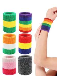 AOLIKES Wrist Sweatbands Sports Wristbands Competitions Absorbent Sweatbands Basketball Tennis Running Working - Multicolor - View 1