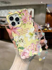 Flower Lily Floral Printed Braided Wave Edge Detachable Bracelet Shockproof Thick Phone Protective Case Compatible With IPhone 17/17 Pro/17 Pro Max, 16 XR/7/8, 15 Pro Max, 12 Pro Max, 13 Pro Max, 14 Pro Max, 13, 14, 11, 12, P11, P12, XS, XR, 7/8, P, 7G ES2 Phone Cases - Multicolor - View 2