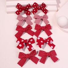 5 对女孩棕色碎花蝴蝶结发夹，蝴蝶花织物发饰适合日常生活、度假、返校季