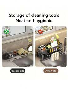 厨房水槽支架多功能沥水架 厨房水槽沥水架 塑料水槽台面厨房水槽海绵架收纳盒 节省空间水槽整理架 洗碗海绵皂架 浴室厨房台面收纳架 皂液器刷架 家居用品 厨房水槽配件 - 彩色 - 查看 5