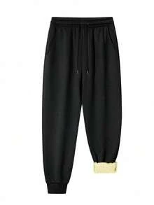 Women'S Thick Thermal Lined Outdoor Pants, Elastic Cuff Design, Suitable For Cold Weather In Autumn/Winter Tights - Black - View 3