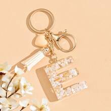 1 móc khóa chữ cái đầu màu be trung tính kèm tua rua hình trái tim dễ thương, phụ kiện túi xách, quà tặng tiệc tùng, thích hợp làm quà tặng cho bạn bè. - Màu be - Xem 24