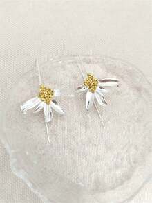 1 Pair Elegant Osmanthus Flower Design Earrings, High-Quality Jewelry Gift Suitable For Women's Daily, Party, Travel Wear - Silver - View 6