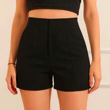 SHORSTS FEMENINO ALFATARIA SIN BOLSO SUPER CONFORTABLE SHORTS QUE CONVINA CON TUDO SIPER EN LADO IZQUIERDO - Preto - Visão 2