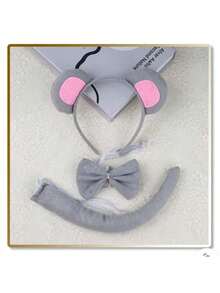 新款时尚百搭动物头箍套装，角色扮演、派对、舞台表演可爱米老鼠耳朵服装套装，灰色米老鼠头箍配饰 - 老鼠 - 查看 7