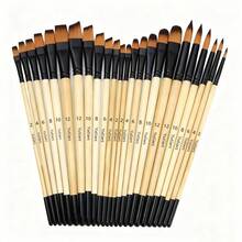 Yutiars Set Kuas Lukis Profesional 24 Buah - Kuas Bulu Nilon Canggih Termasuk Kepala Bulat, Lancip, Datar, dan Miring, Cocok untuk Akrilik, Cat Air, Lukisan Minyak, dan Kerajinan Tangan - Alat Penting untuk Seniman dan Penghobi - Satu-Ukuran - View 12