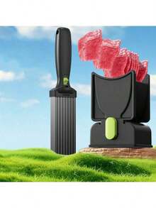 1 Set Manual Meat Slicer And Mincer - Stainless Steel Meat Cutter, Suitable For Fresh Beef, Pork And Mutton - Household Cooking And BBQ Kitchen Knives, Gray, Fresh Meat Cutter, Meat Slicer, Meat Grinder, Kitchen Utensil Set, Food Slicer, BBQ Assistant, Suitable For Beef, Salmon, Lamb, Vegetables, No Electricity Or Battery Required, Dedicated For Cooking And BBQ Hot Dishes - Multicolor - View 8